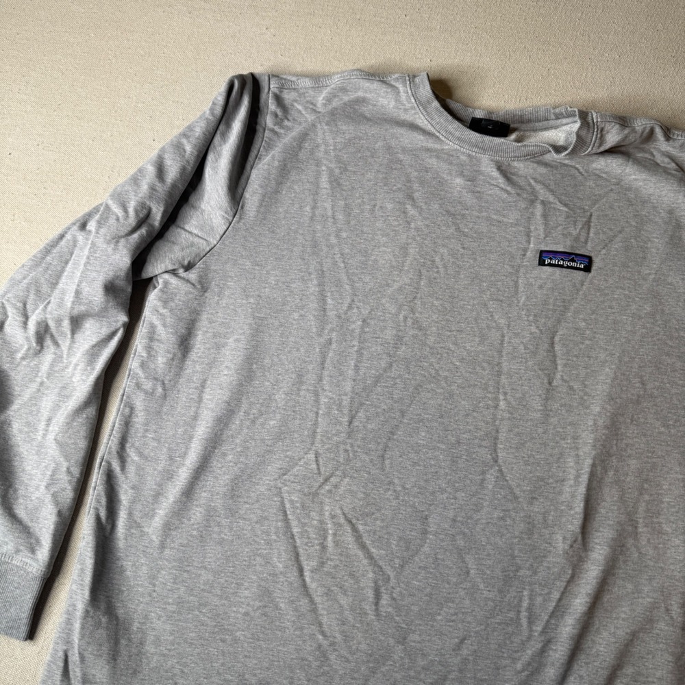 Patagonia Worn Wear Mens Large Heather Grey Organic Cotton Crewneck Sweatshirt